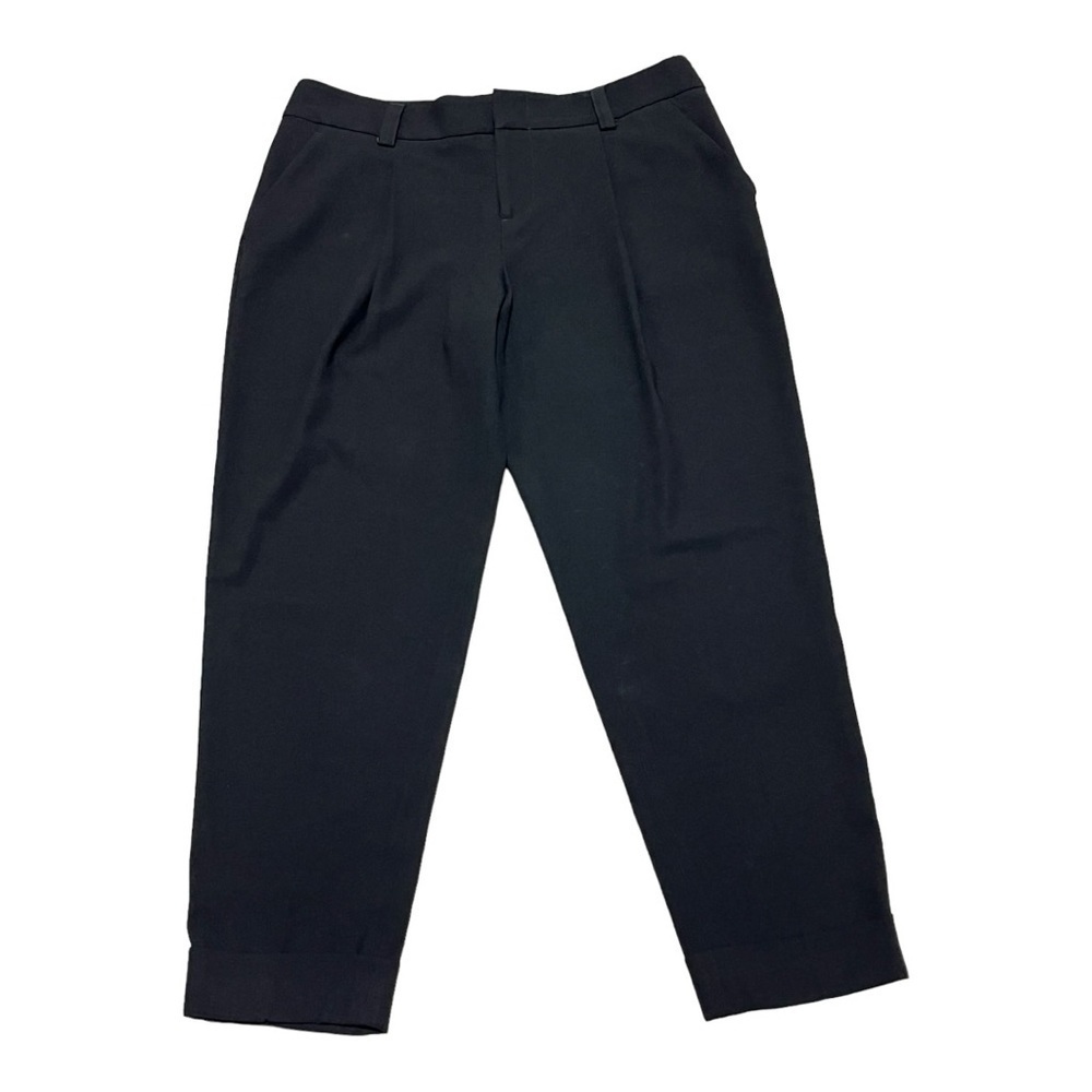 Alice + Olivia Employed Black Pleated Tapered Ankle Cuffed Hem Pants Size 8